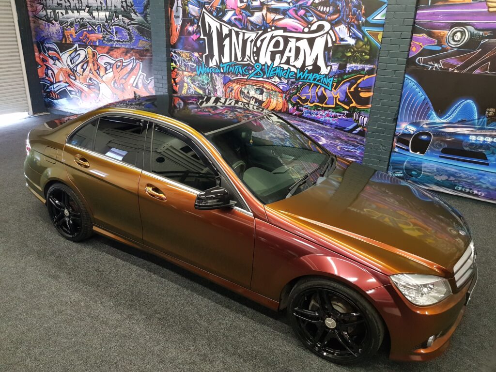 mercedes c class wrapped in avery colour shift vehicle wrapping middlesbrough