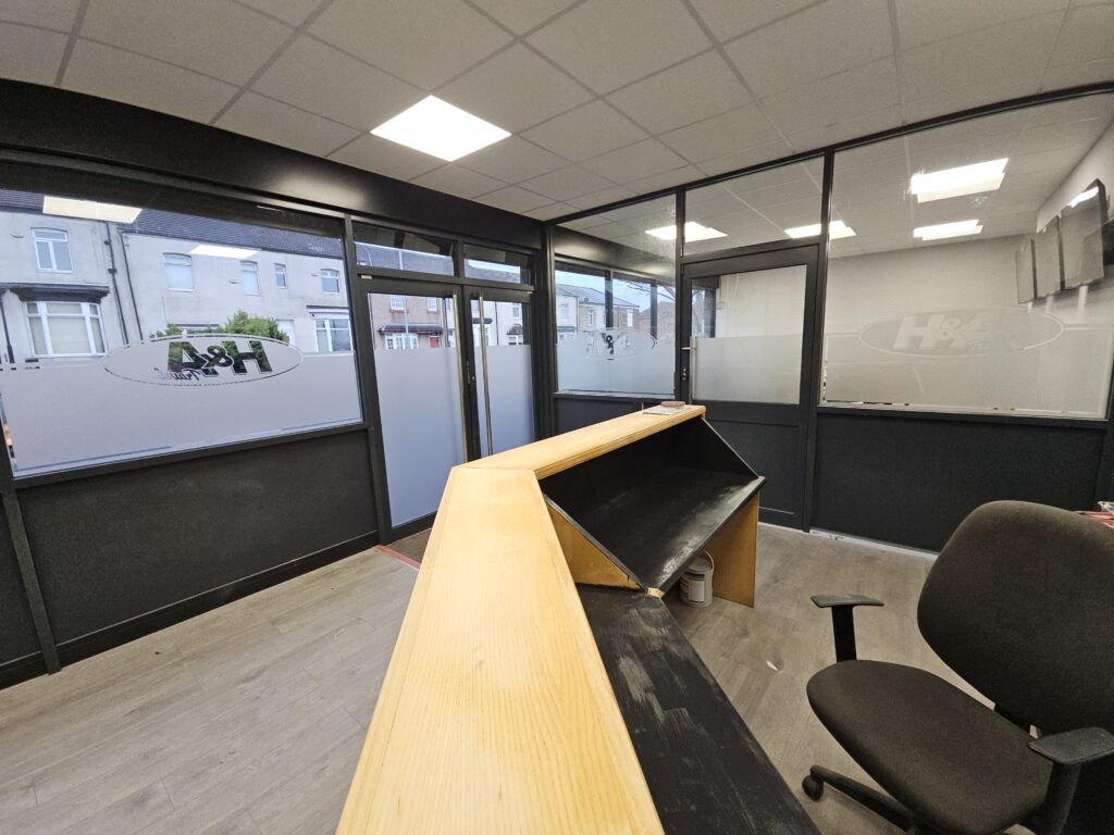 Office window tinting Middlesbrough privacy frost film installation Tint Team